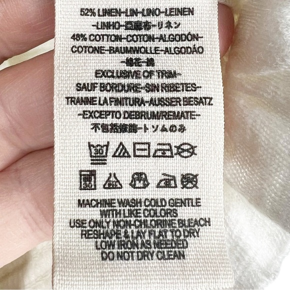 WE THE FREE Hummingbird Tee Linen Cotton Ivory Peasant Style Blouse Size Small - Picture 8 of 9